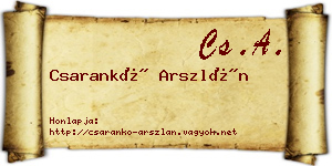 Csarankó Arszlán névjegykártya